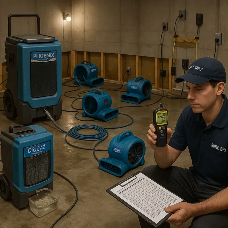 Structural Drying and Dehumidification process in Highland Village, TX